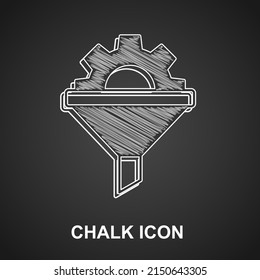 Chalk Sales funnel with arrows for marketing and startup business icon isolated on black background. Infographic template.  Vector