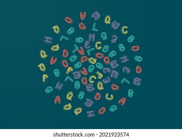 Chalk School Board Vector Green Background. Alphabet Graphic Pattern. Style Drawn Blackboard Design. Education Sketch.