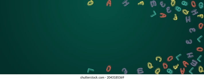 Chalk School Board Vector Panoramic Background. Letter Drawing Illustration. Writing Text Blackboard Pattern. Decorative Typography.