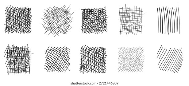 Tiza garabato doodle flecha, línea Elementos conjunto. Flecha de lápiz, subrayado, marca de verificación escrita a mano. Boceto de marcador dibujado a mano con textura grunge. Ilustración vectorial de dibujos a lápiz para niños. Ilustración vectorial.