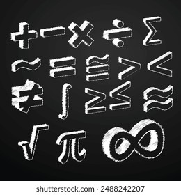 chalk scribble math symbol vector set