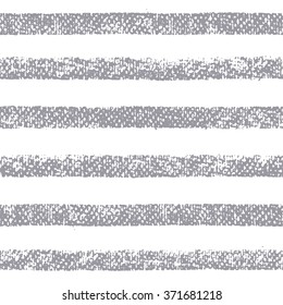 Chalk seamless stripes on white background. Gray wide stripes with rough, artistic edges. Vector texture. 