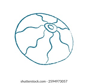 Chalk seashell icon. Doodle of a marine creature. Underwater life, ocean context, flat style, perfect for summer projects.