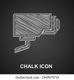 Chalk Security camera icon isolated on black background.  Vector