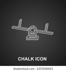 Chalk Seesaw icon isolated on black background. Teeter equal board. Playground symbol.  Vector