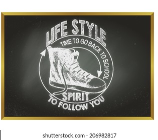 chalk shoes doodle with blackboard