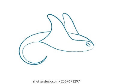 Chalk silhouette fish school. Aquatic creatures swim in the ocean. Underwater life and marine icons in flat style. Perfect for summer themes, childrens content, or aquarium decor.