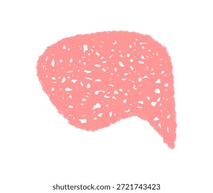 Kreide Skizze Flüssigkeit Sprechblase Symbol in rosa, mit weichen Rechteck Form und Grunge Chat Textur. Einzigartiger, handgezeichneter Nachrichtenballon für ein Angebot- oder Dialogkonzept in kreativer Kommunikation.