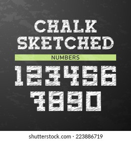 Chalk sketched numbers. Vector.