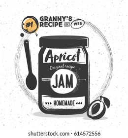 Chalk Sketched poster with lettering - recipe apricot jam
