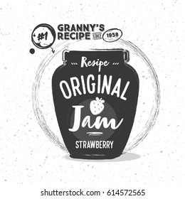 Chalk Sketched poster with lettering - recipe strawberry jam