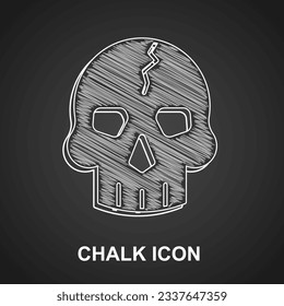Chalk Skull icon isolated on black background. Pirate captain. Happy Halloween party.  Vector