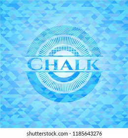 Chalk  sky blue emblem with triangle mosaic background