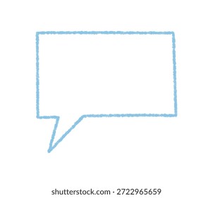 Icono de la caja del globo del discurso de la tiza con el contorno azul esboza el cuadro de texto principal del mensaje. Símbolo de comunicación y chat para hablar en escena cómica o de dibujos animados, estilo vacío simple para uso creativo.