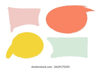 Conjunto de bolhas de fala em giz. Quadro de nuvem da caixa de diálogo de cores Crayon formas diferentes por lápis ou marcador. Círculo, coração, abstrato falar caixa de carvão bonito. Desenhar ilustração vetorial de crianças