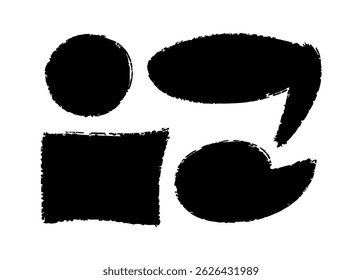 Conjunto de bolhas de fala em giz. Crayon caixa de diálogo nuvem moldura diferentes formas por lápis ou marcador. Círculo, coração, abstrato falar caixa de carvão bonito. Desenhar ilustração de vetor preto