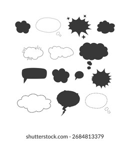 Bolhas de fala de giz e formato Vetor de Bolhas de Pensamento