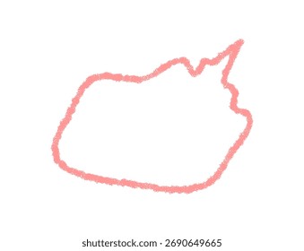 Umriss der Kreide-Quietschen-Sprechblase und handgezeichnete Grafik in sanftem Rosa. Scribble Form erstellt einen Kommentar oder eine Nachricht, mit einem Kreisrand und einem Textfeld für einfache Textkommunikation.
