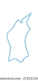 Chalk squiggle talk bubble outline icon forms a playful speech balloon. The contour creates a chat message symbol with round form. Light blue color and simple text design, ideal for communication