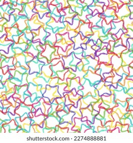 Patrón de estrella de charla. Impresión estelar al estilo de los cañones. Niños dibujando estrellas dibujando lápices de cera a mano en gris. Color pastel de los cielos dibujados a mano alzada fondo de estrellas. Textura abstracta de tela sin costura de color.