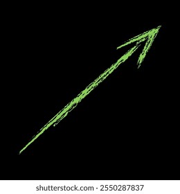 Chalk straight arrow up right color. Doodle hand drawn.