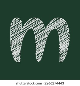 Chalk style 3d illustration of small letter m