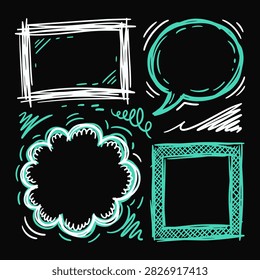 Chalk style hand drawn speech bubbles and frames collection