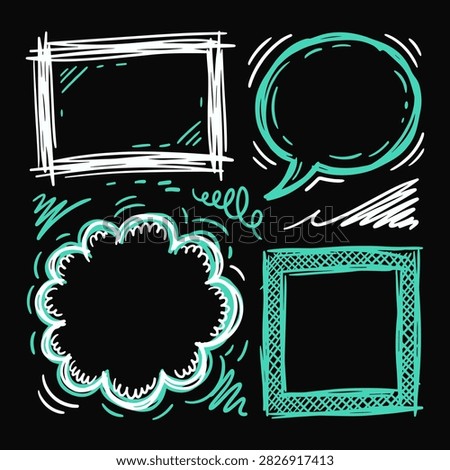 Chalk style hand drawn speech bubbles and frames collection