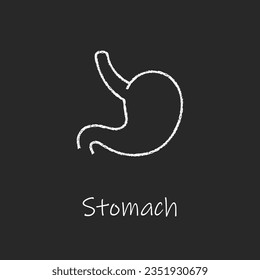 Chalk style health care ui icons collection. Vector white linear illustration. Stomach anatomy symbol isolated on black board background. Design element for healthcare, digestion system infographic