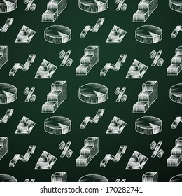 Chalk style seamless business graphs background. 