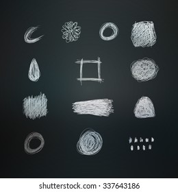 Chalk style sketched bubbles at blackboard. Abstract banners vector set. Hand drawn linear design elements.