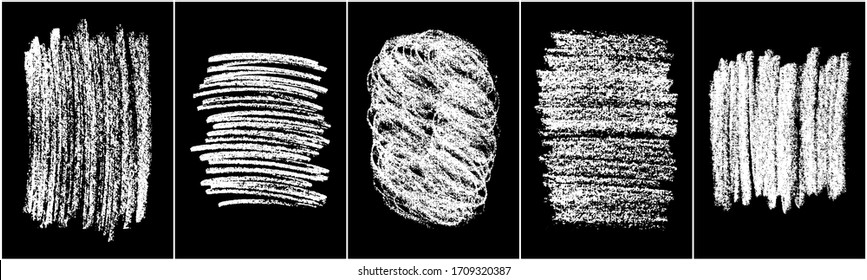 Chalk texture crayon hand drawn sketch grunge white scribble doodle stroke drawing vector illustration set collection design element graphic art abstract isolated background