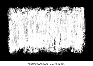 Chalk texture scribble isolated on black background. Abstract white brush stroke. Element frame freehand. Vector illustration, Eps 10.