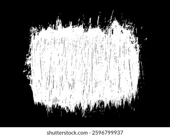 Chalk texture scribble isolated on black background. White abstract watercolor effect. White paint smear. Vector illustration, Eps 10.