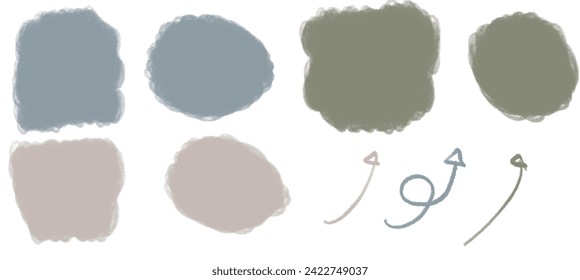 Chalk texture stain set. Hand drawn chalk background doodle effect stain.