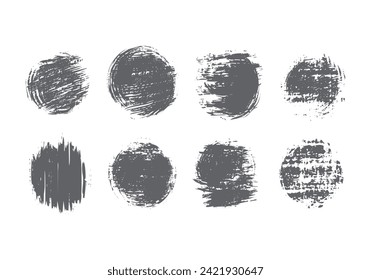 Chalk Texture Stain Set: Hand-Drawn Doodle Effect for Crayon Brush Design, Scratch Frame Shape, Pencil Effect. Ink Brushstroke and Paintbrush Template with Black Ink Brush Stroke
