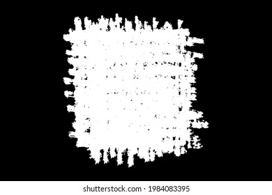 Chalk texture stroke with brush paint white on black background. Grunge abstract vector illustration with crayon pastel hand drawn sketch line horizontal vertical circular rough distressed design