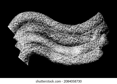 Chalk texture stroke with brush paint white on black background. Grunge abstract vector illustration with crayon pastel hand drawn sketch line horizontal vertical circular rough distressed design