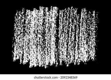 Chalk texture stroke with brush paint white on black background. Grunge abstract vector illustration with crayon pastel hand drawn sketch line horizontal vertical circular rough distressed design
