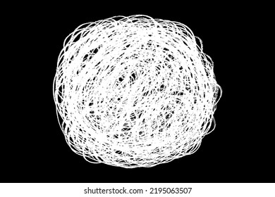 Chalk texture stroke with brush paint white on black background. Grunge abstract vector illustration with crayon pastel hand drawn sketch line horizontal vertical circular rough distressed design