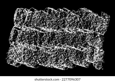 Chalk texture stroke with brush paint white on black background. Grunge abstract vector illustration with crayon pastel hand drawn sketch line horizontal vertical circular rough distressed design