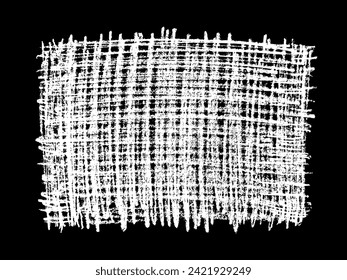 Chalk texture stroke with brush paint white on black background. Grunge abstract vector illustration with crayon pastel hand drawn sketch line horizontal vertical circular rough distressed design