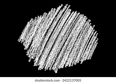 Chalk texture stroke with brush paint white on black background. Grunge abstract vector illustration with crayon pastel hand drawn sketch line horizontal vertical circular rough distressed design