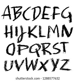 Chalk textured font. Grunge script on chalkboard. Vector calligraphy illustration.
