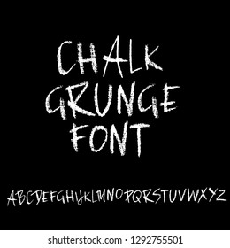 Chalk textured font. Grunge script on chalkboard. Vector calligraphy illustration.