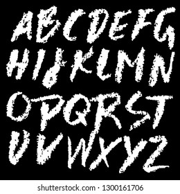 Chalk textured font. Grunge script on chalkboard. Vector calligraphy illustration.