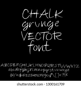 Chalk textured font. Grunge script on chalkboard. Vector calligraphy illustration.