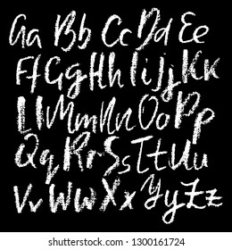 Chalk textured font. Grunge script on chalkboard. Vector calligraphy illustration.