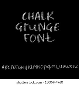 Chalk textured font. Grunge script on chalkboard. Vector calligraphy illustration.