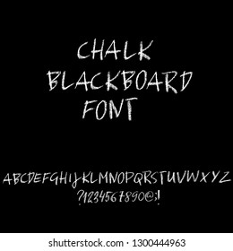 Chalk textured font. Grunge script on chalkboard. Vector calligraphy illustration.